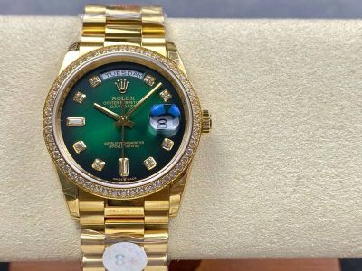 8+ Factory Rolex Day-Date ii Stainless Steel 36mm Yellow Gold Diamonds Replica Watch